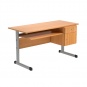 Lehrertisch, 130x65 cm (B/T), 76 cm hoch, Platte: Melamin, ABS-Kante, 